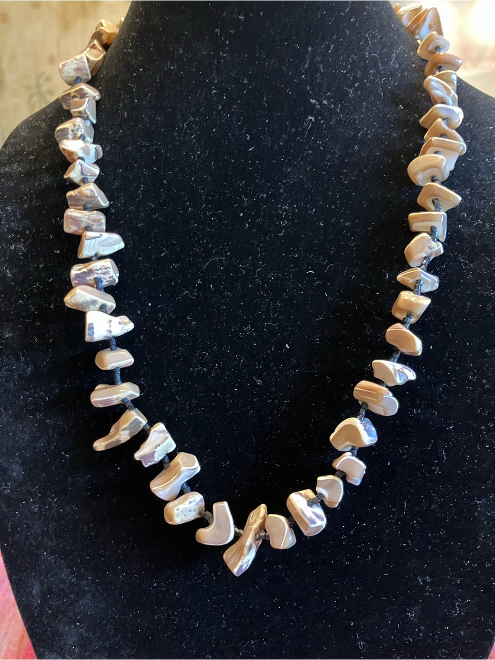 JASPER Natural Earth tone  knotted on a cord. Hand Crafted.